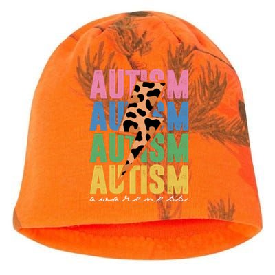 Autism Awareness Retro Cheetah Kati - Camo Knit Beanie