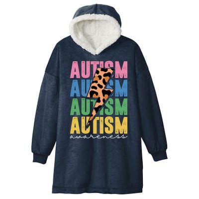 Autism Awareness Retro Cheetah Hooded Wearable Blanket