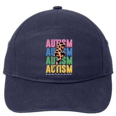 Autism Awareness Retro Cheetah 7-Panel Snapback Hat