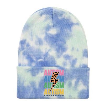 Autism Awareness Retro Cheetah Tie Dye 12in Knit Beanie