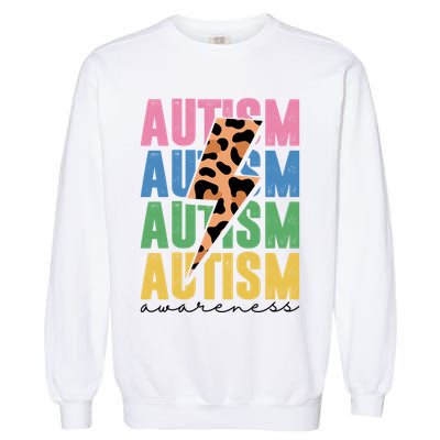 Autism Awareness Retro Cheetah Garment-Dyed Sweatshirt
