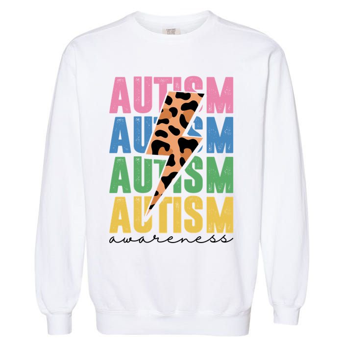 Autism Awareness Retro Cheetah Garment-Dyed Sweatshirt