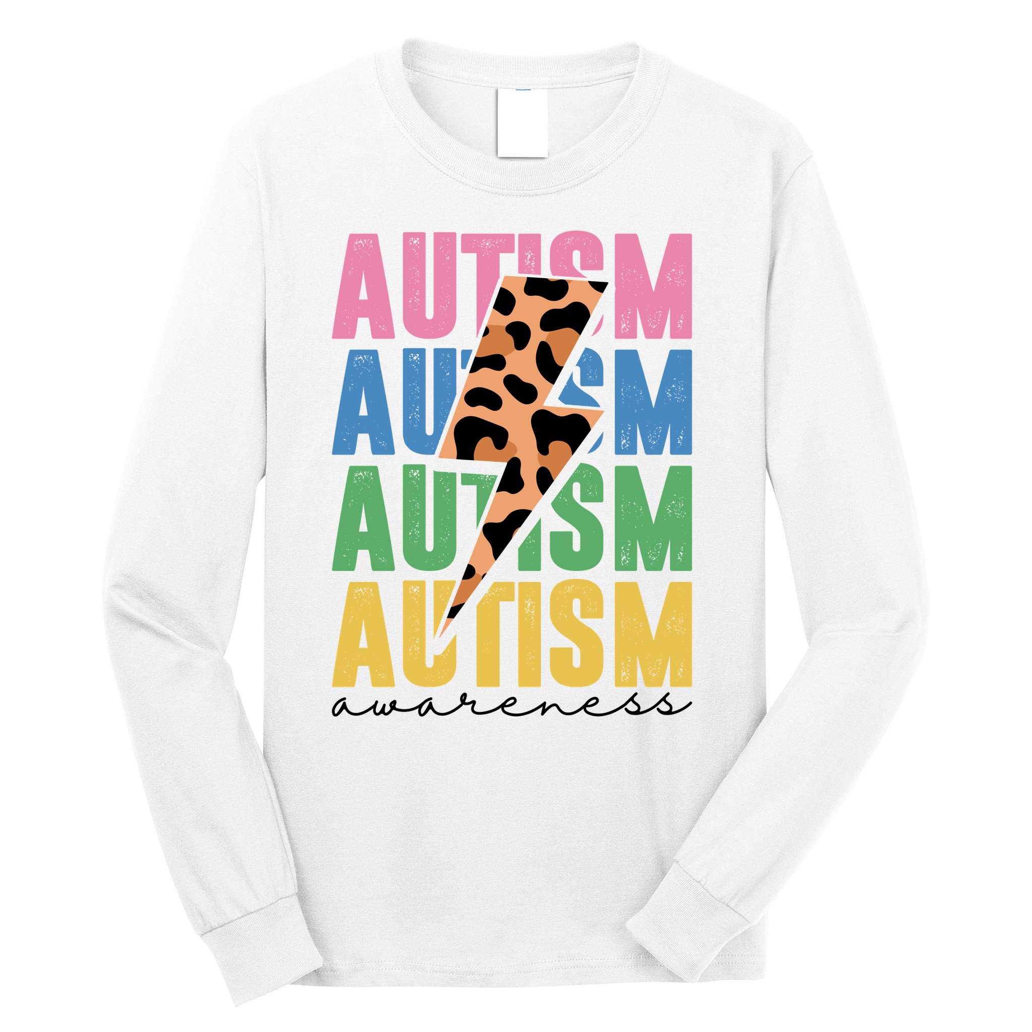Autism Awareness Retro Cheetah Long Sleeve Shirt