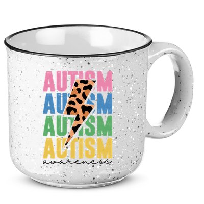 Autism Awareness Retro Cheetah 15oz Campfire Ceramic Mug
