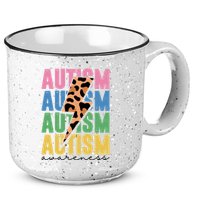 Autism Awareness Retro Cheetah 15oz Campfire Ceramic Mug