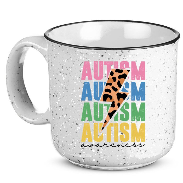 Autism Awareness Retro Cheetah 15oz Campfire Ceramic Mug
