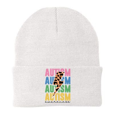 Autism Awareness Retro Cheetah Knit Cap Winter Beanie