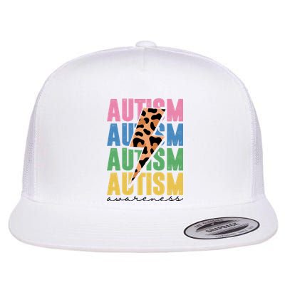 Autism Awareness Retro Cheetah Flat Bill Trucker Hat