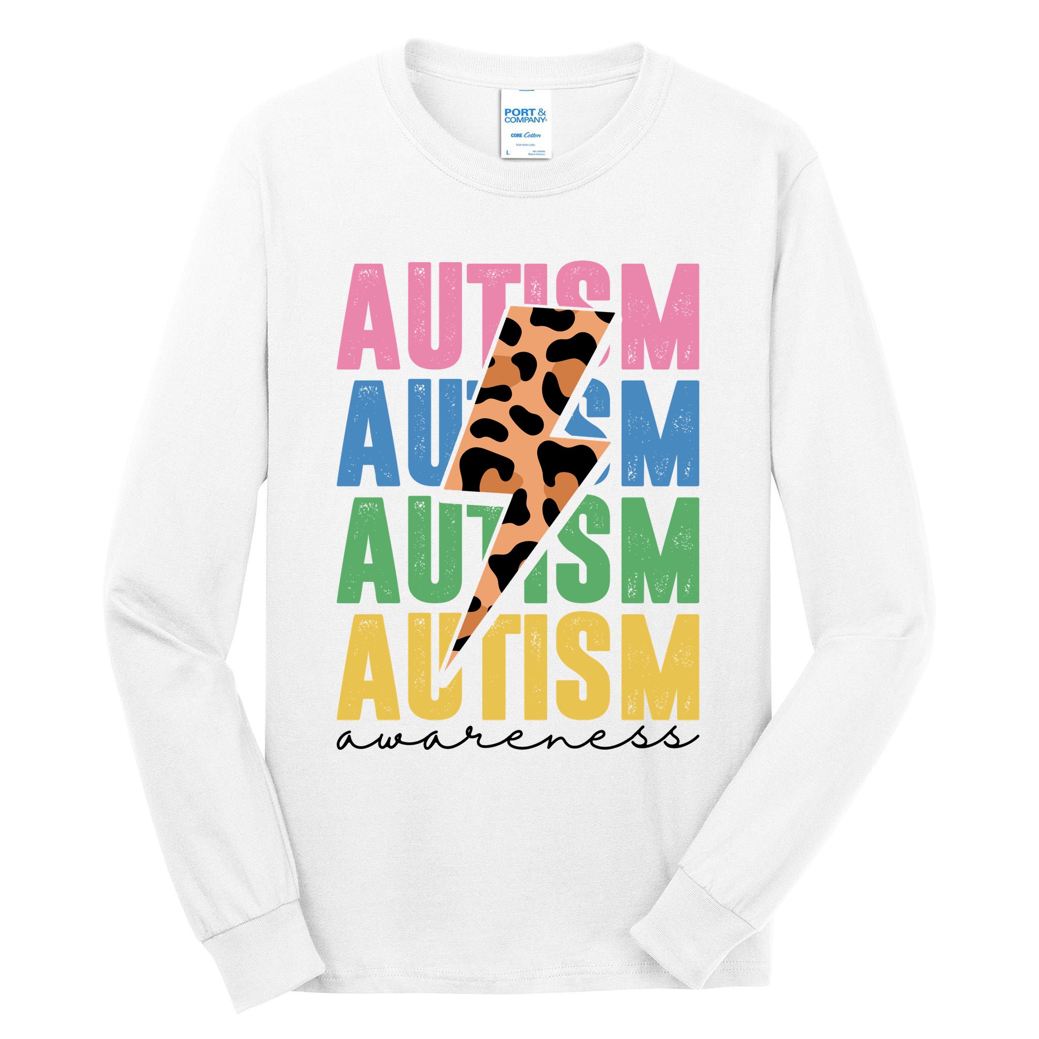 Autism Awareness Retro Cheetah Tall Long Sleeve T-Shirt