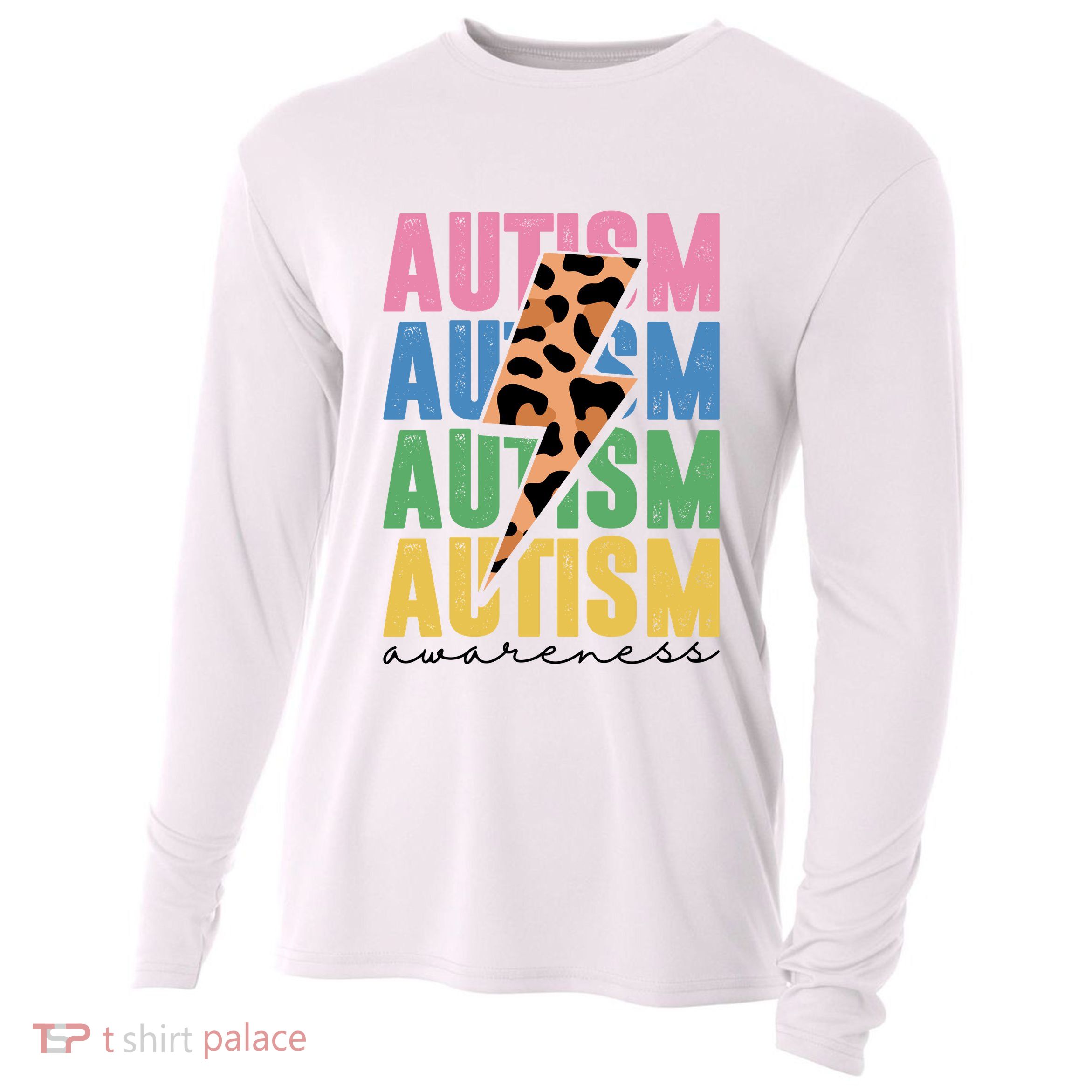 Autism Awareness Retro Cheetah Cooling Performance Long Sleeve Crew