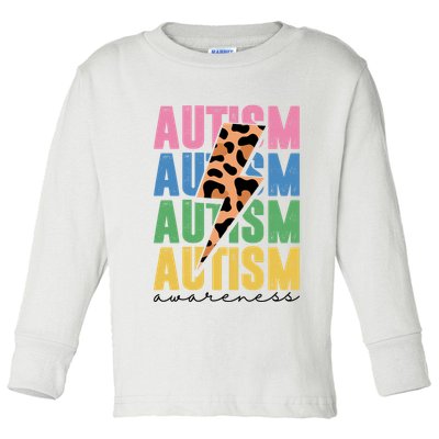 Autism Awareness Retro Cheetah Toddler Long Sleeve Shirt