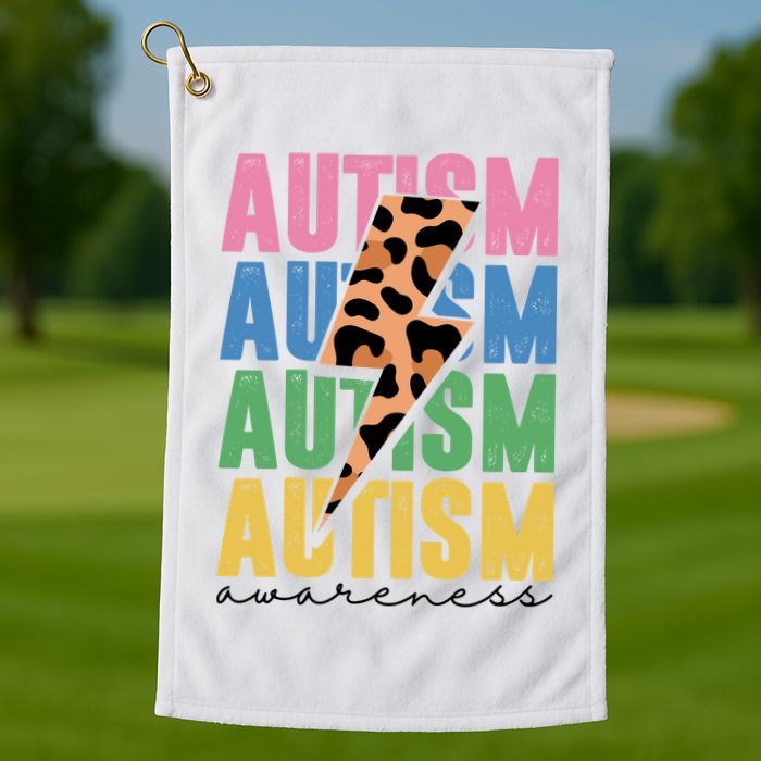 Autism Awareness Retro Cheetah Golf Towel