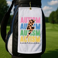 Autism Awareness Retro Cheetah Golf Towel