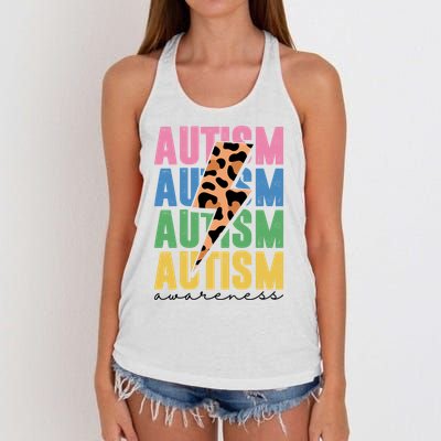 Autism Awareness Retro Cheetah Women's Knotted Racerback Tank