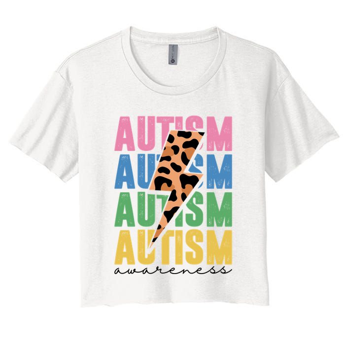 Autism Awareness Retro Cheetah Crop Top