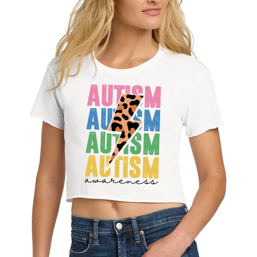 Autism Awareness Retro Cheetah Crop Top
