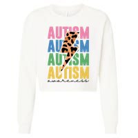 Autism Awareness Retro Cheetah Cropped Pullover Crew