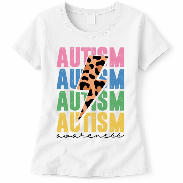 Autism Awareness Retro Cheetah Womens T-Shirt
