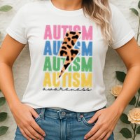 Autism Awareness Retro Cheetah Womens T-Shirt