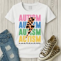 Autism Awareness Retro Cheetah Womens T-Shirt