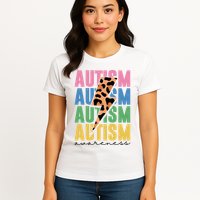 Autism Awareness Retro Cheetah Womens T-Shirt