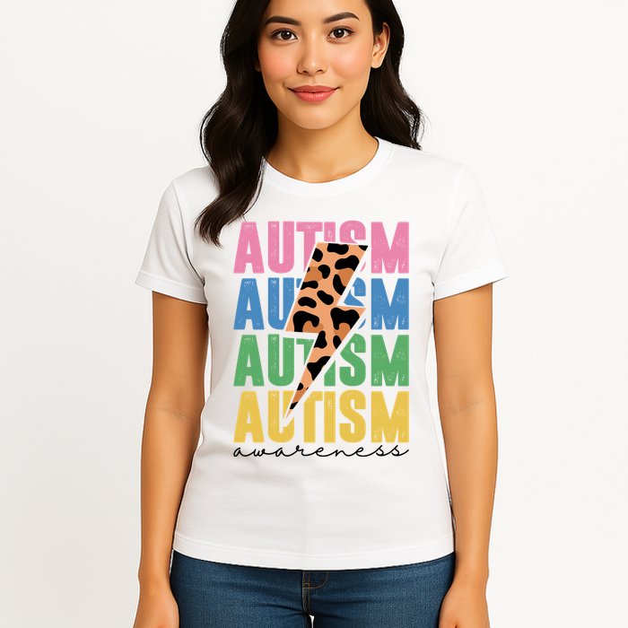 Autism Awareness Retro Cheetah Womens T-Shirt