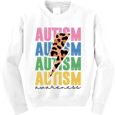 Autism Awareness Retro Cheetah Kids Sweatshirt