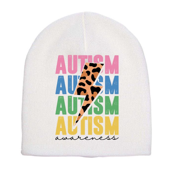 Autism Awareness Retro Cheetah Short Acrylic Beanie