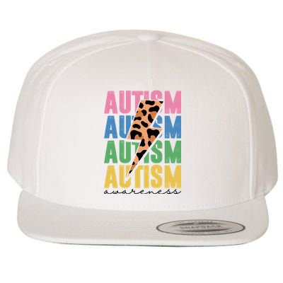 Autism Awareness Retro Cheetah Wool Snapback Cap