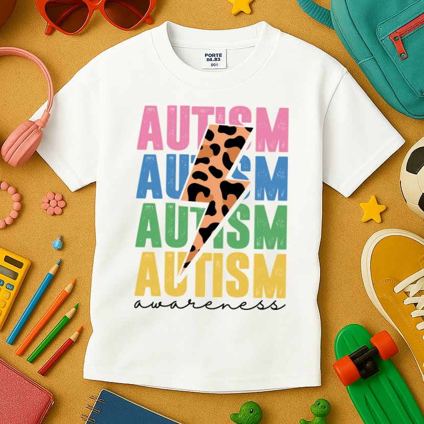 Autism Awareness Retro Cheetah Kids T-Shirt