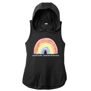 Autism Awareness Rainbow Ladies PosiCharge Tri-Blend Wicking Draft Hoodie Tank