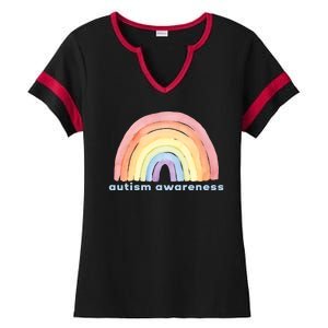 Autism Awareness Rainbow Ladies Halftime Notch Neck Tee