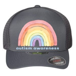 Autism Awareness Rainbow Flexfit Unipanel Trucker Cap