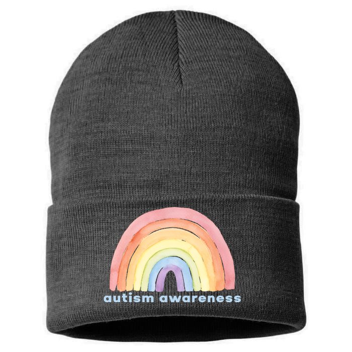 Autism Awareness Rainbow Sustainable Knit Beanie