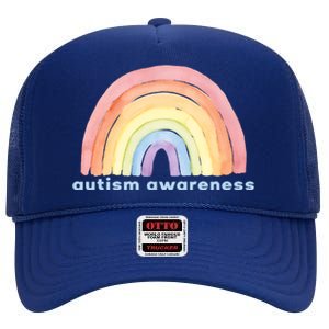 Autism Awareness Rainbow High Crown Mesh Back Trucker Hat