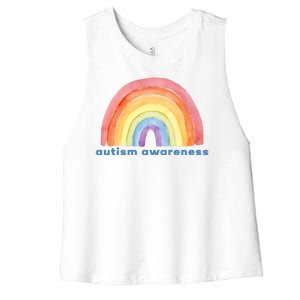 Autism Awareness Rainbow Women's Racerback Cropped Tank