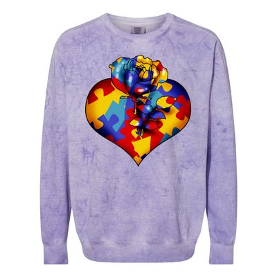 Autism Awareness Rose Heart Colorblast Crewneck Sweatshirt