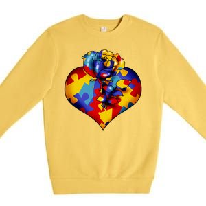 Autism Awareness Rose Heart Premium Crewneck Sweatshirt