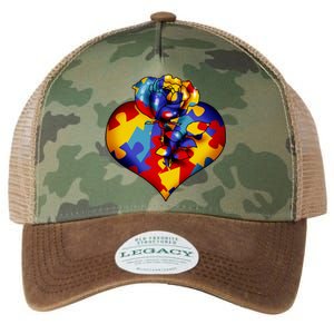 Autism Awareness Rose Heart Legacy Tie Dye Trucker Hat