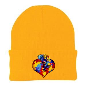 Autism Awareness Rose Heart Knit Cap Winter Beanie