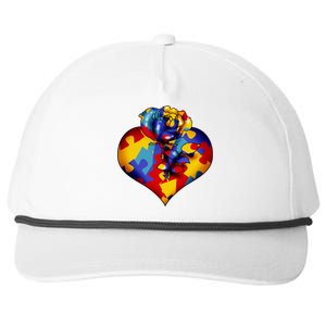 Autism Awareness Rose Heart Snapback Five-Panel Rope Hat