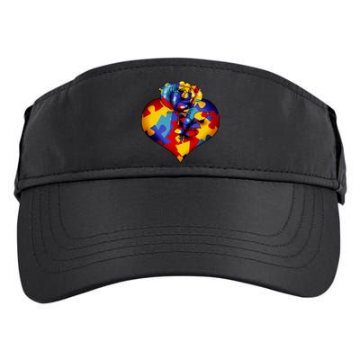 Autism Awareness Rose Heart Adult Drive Performance Visor