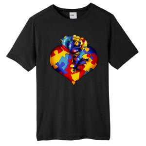 Autism Awareness Rose Heart Tall Fusion ChromaSoft Performance T-Shirt