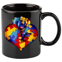 Autism Awareness Rose Heart 11oz C Handle Ceramic Mug