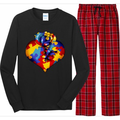 Autism Awareness Rose Heart Long Sleeve Pajama Set