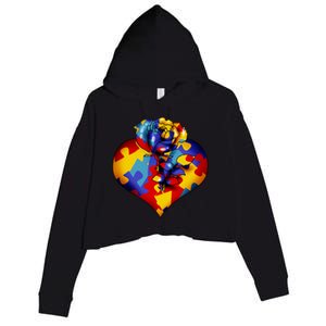 Autism Awareness Rose Heart Crop Fleece Hoodie