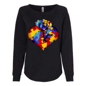 Autism Awareness Rose Heart Womens California Wash Sweatshirt