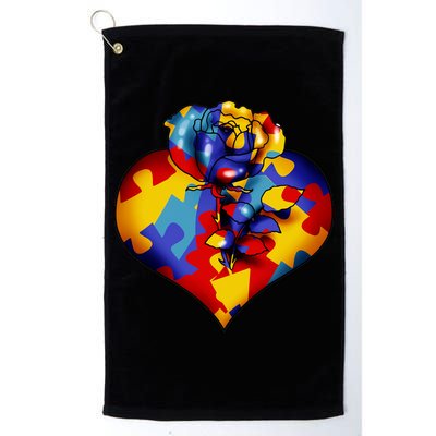 Autism Awareness Rose Heart Golf Towel