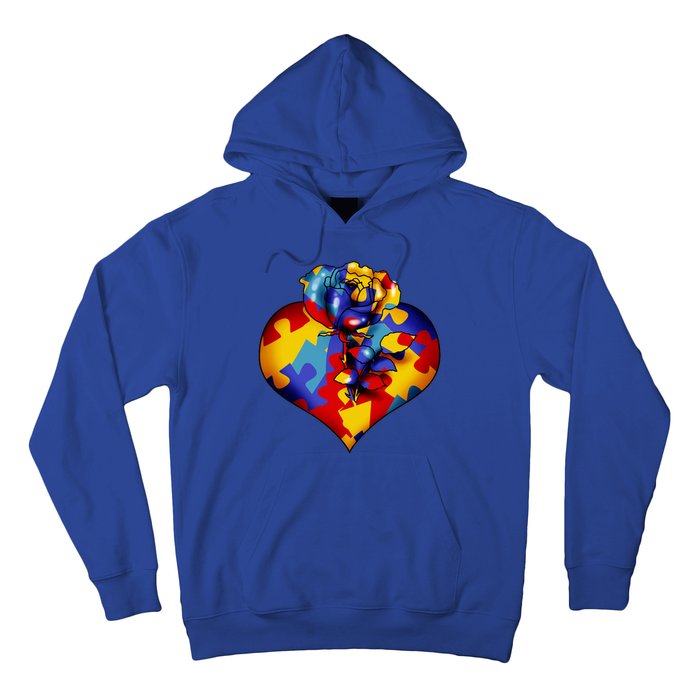 Autism Awareness Rose Heart Hoodie