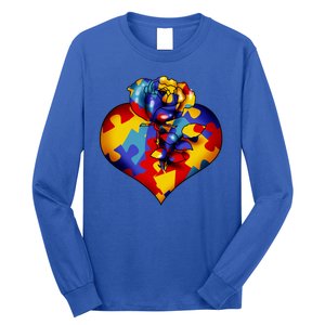 Autism Awareness Rose Heart Long Sleeve Shirt